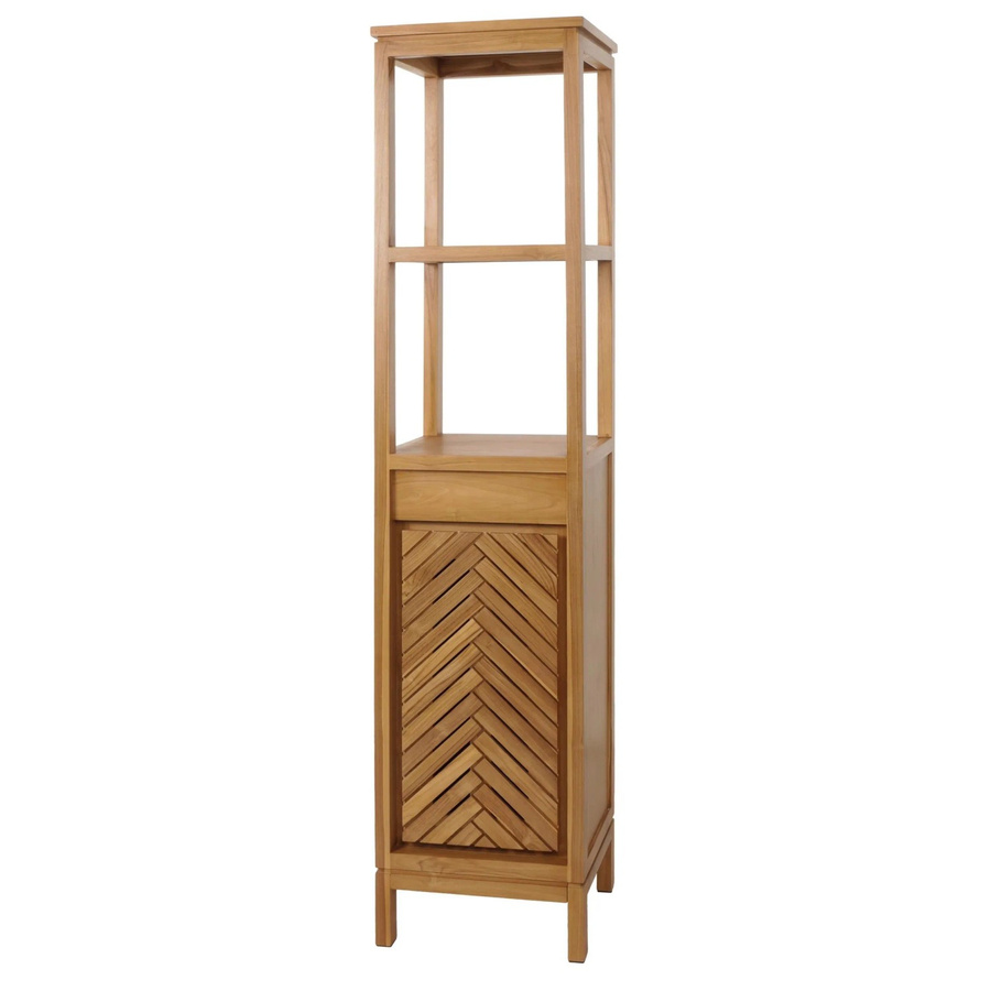 MCW Teak-Hochschrank M74 Badschrank aus Teakholz in Braun, 1 Tür und 4 Fächer, H x B x T: 181 x 40 x 35 cm - Bild 2
