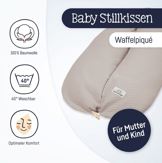 Julius Zöllner Stillkissen Nappi Waffelpique aus Bio-Baumwolle in Beige und Braun - Bild 1