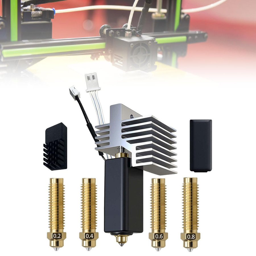 Koogeelife Hotend-Kit Ersatz für Carbon FDM 3D-Drucker Extruder mit Düsen in 0,2mm, 0,4mm, 0,6mm und 0,8mm - Bild 4