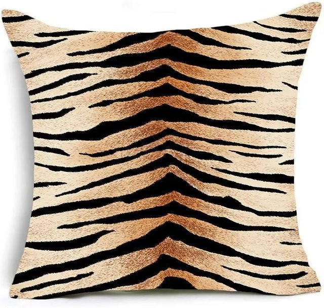 JHWarmo Kissenbezug mit Tierprint Leopard Tiger Zebra Rind in Beige, B/H: 45 x 45 cm - Bild 1