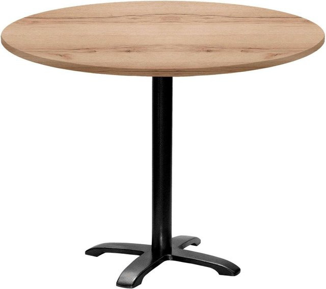 RestooTab Tisch Bazila rund, Eiche Natur und Schwarz, H: 74 cm, Ø: 110 cm - Bild 1