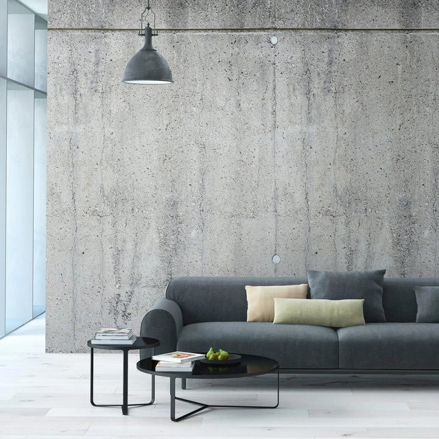 PROFHOME Fototapete Betonoptik in Grau und Grün, abstrakte Steinoptik, matt, Vlies-Mural für Wohnzimmer, Schlafzimmer und Küche, Breite: 1,59 m, Höhe: 2,8 m - Bild 1