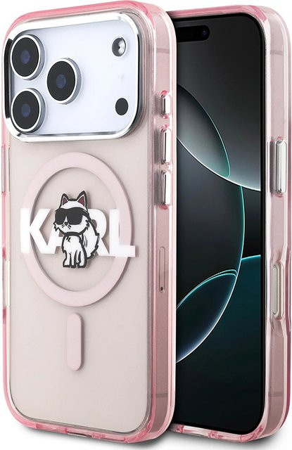Karl Lagerfeld MagSafe Hülle für Apple iPhone 17 Pro IML Sketch Logo Choupette in Rosa - Bild 1