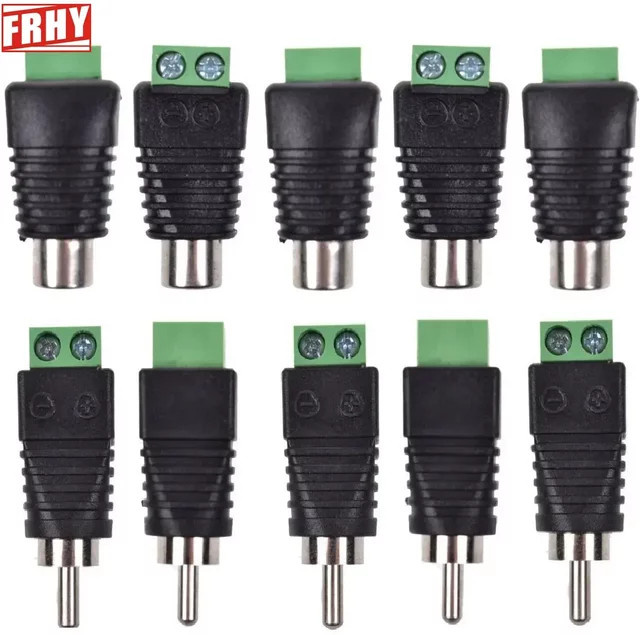 FRHY RCA-Adapter Set in Schwarz mit 5 Phono-Steckern und 5 Buchsen auf AV-Schraubklemmen - Bild 1
