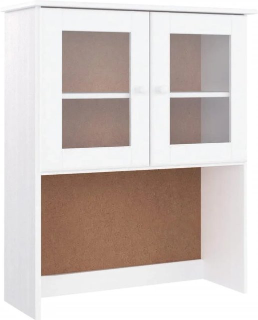 vidaXL Sideboard-Aufsatz ALTA in Weiß aus massivem Kiefernholz mit Glas, B/T/H: 77 x 30 x 92 cm - Bild 1