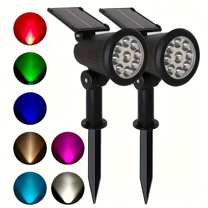 XIWANGFIRE Solar-Landschaftsleuchten mit 9 LEDs, verstellbare Außenbeleuchtung in Schwarz, IP65 wasserdicht für Garten, Hof und Weg - Bild 7