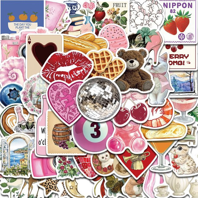 50 Stück PickJoy Ästhetische Pinterest Aufkleber in Multicolour für Laptop Gepäck und Wanddekoration im Harajuku Streetwear Stil - Bild 1