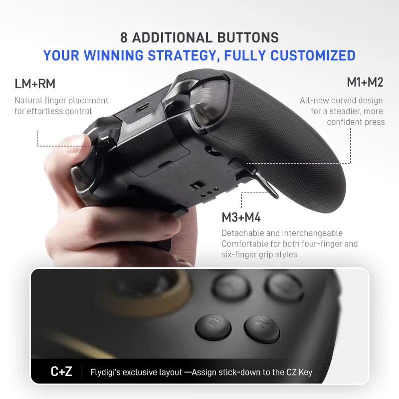 Flydigi Vader 5 Pro Gaming-Controller mit 8 Zusatztasten in Schwarz für PC, Mobile und Steam - Bild 2