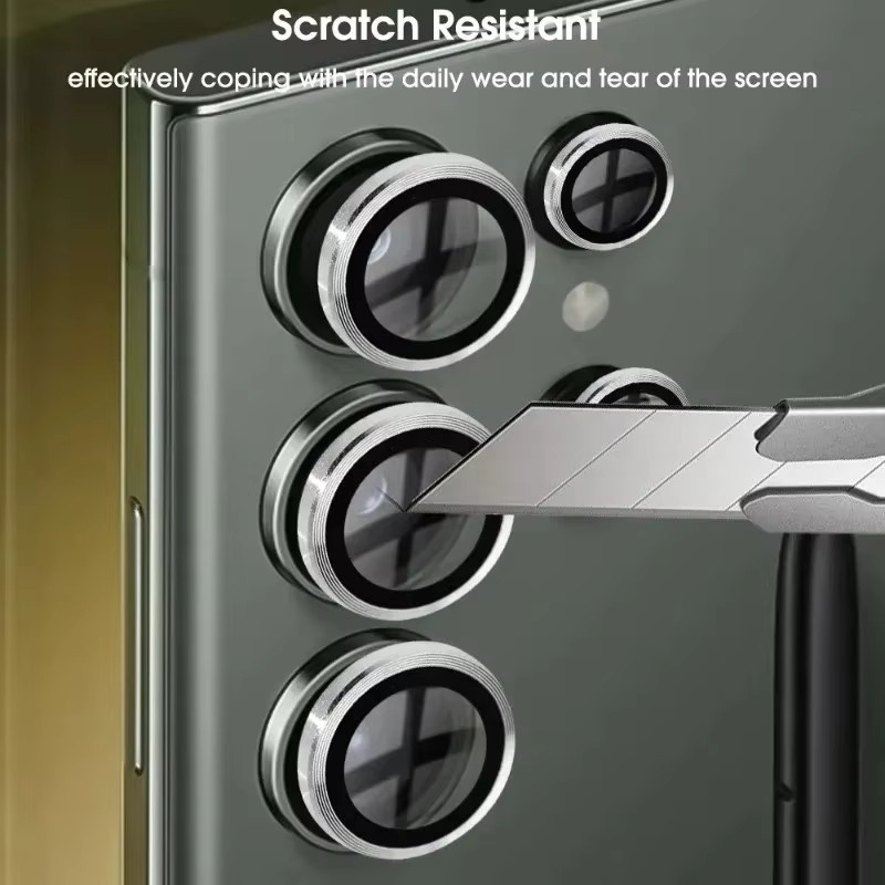 Kameraobjektivschutz für Samsung Galaxy S25 Ultra und S23 Ultra aus gehärtetem 9H Glas mit Metallring in Schwarz oder Transparent - Bild 2