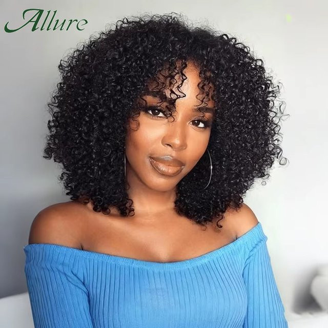 Allure Afro-Lockenperücke aus Echthaar, Bob mit Pony, Glueless - Bild 1
