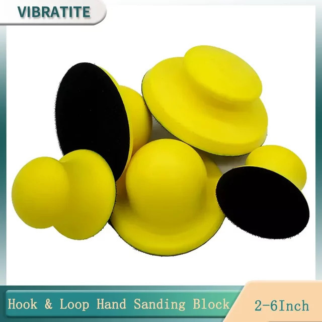 Vibratite Schleifblock mit Klettverschluss aus PU-Schaum für die manuelle Holzbearbeitung, Gelb - Bild 1