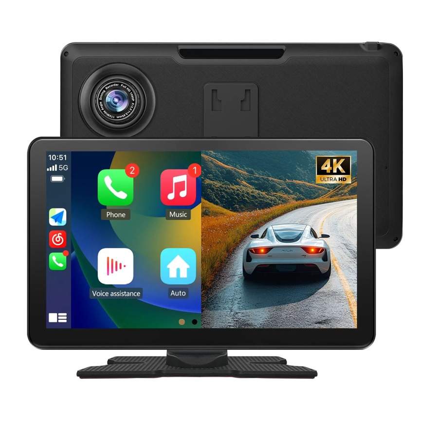 Junsun 9 Zoll CarPlay Front Rückfahrkamera in Schwarz mit Bluetooth - Bild 2