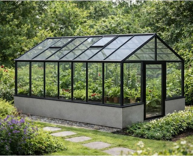 Bloomcabin Wandgewächshaus GHWM6 aus Aluminium und Sicherheitsglas in Schwarz, B/T/H: 235 x 235 x 12,55 cm - Bild 1