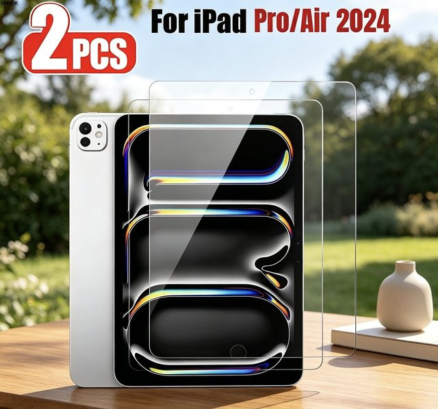 2 Stück Gehärtetes Glas Displayschutzfolie für Apple iPad Air 13 11 2025 11. Generation A16 10. Generation sowie iPad 12.9 7. 8. 9. Generation und Mini 6 7 in Transparent - Bild 1