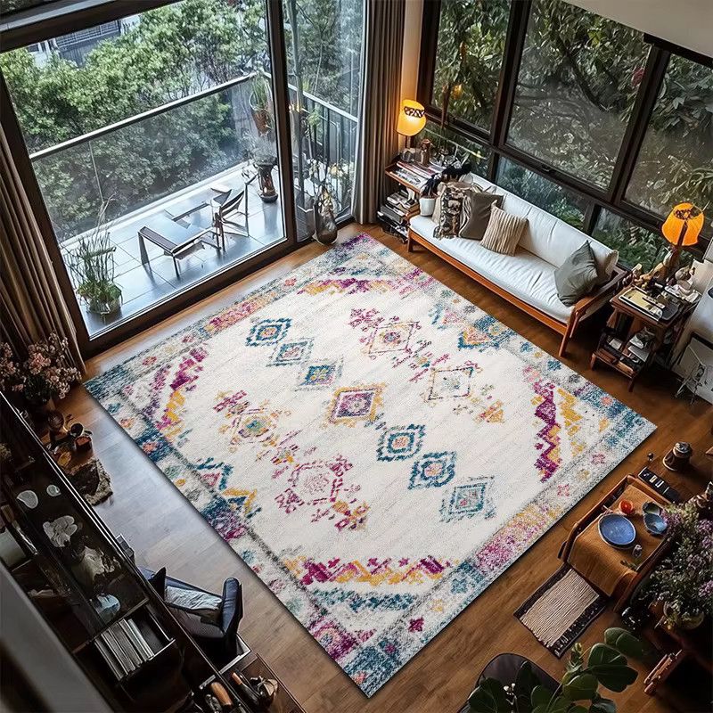 RAKKS Marokkanischer Samtteppich mit geometrischem Rautenmuster für Wohnzimmer und Schlafzimmer - Bild 3