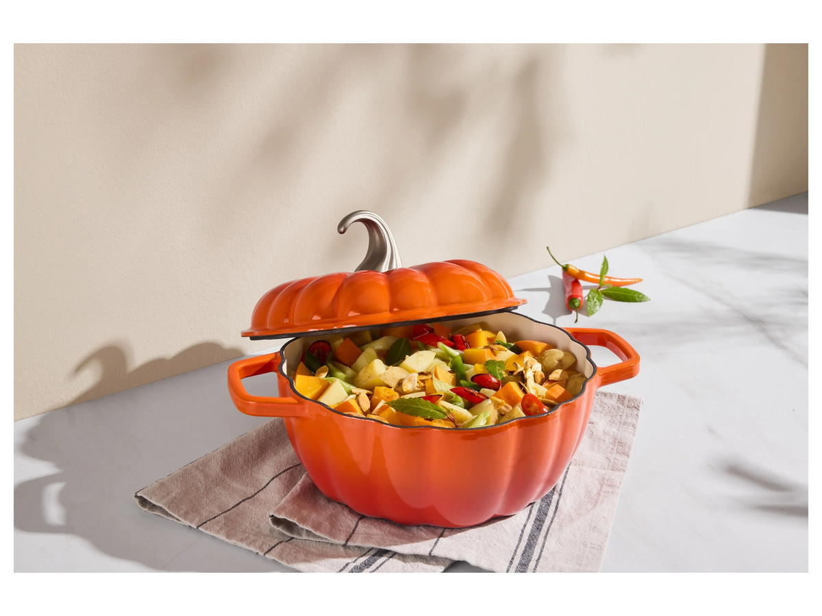 SILVERCREST Premium-Gusseisentopf Kürbis in Orange, Durchmesser: 24 cm - Bild 2