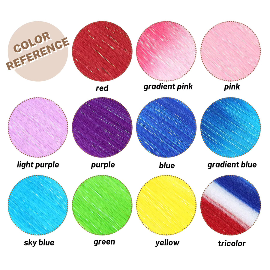 JIAMEISI Haarverlängerungen Glitzer-Pferdeschwanz, 2 Stück, rot/weiß/blau, Damen - Bild 4
