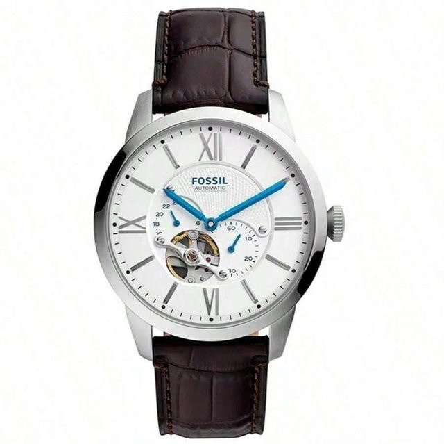 Fossil Armbanduhr Automatik, Skelett, Edelstahl, Weiß, Herren - Bild 1