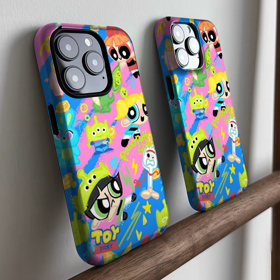 CaseLumi Matte Bumper Schutzhülle mit P-Powerpuff Girls Design für iPhone 13 bis iPhone 17 Pro Max, MagSafe kompatibel, Multicolor - Bild 2