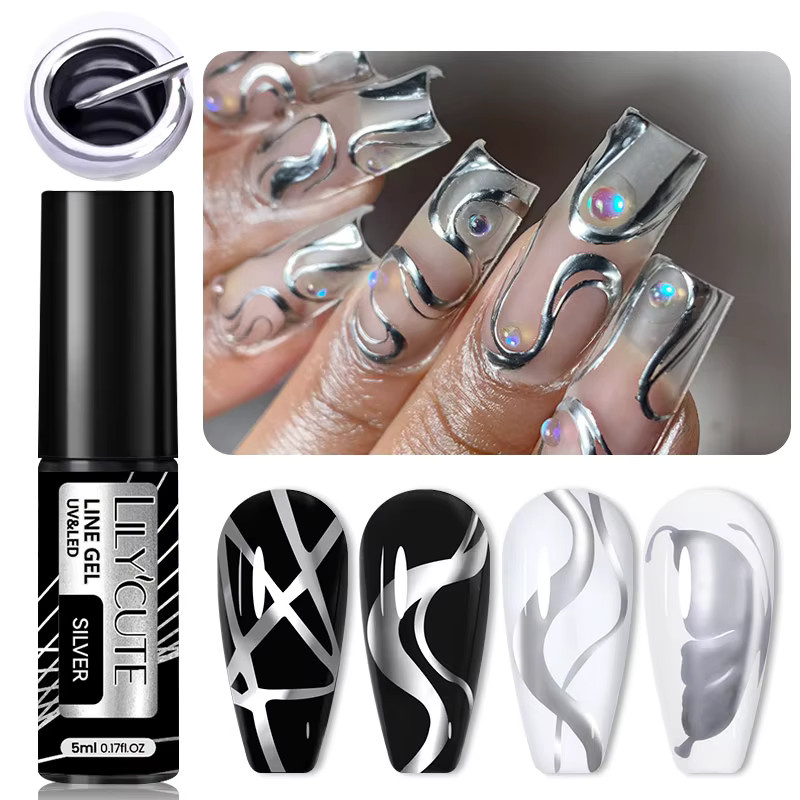 LILYCUTE Nagelgel Metallic, Silber, 5 ml - Bild 3