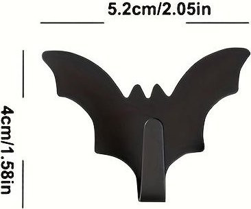 2 Stück Metall Fledermaus Klebehaken in Schwarz für Badezimmer, Küche und Garderobe - Bild 1