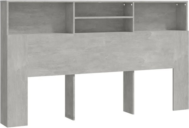 vidaXL Bett-Kopfteil mit integrierten Ablagen in Betongrau, B/T/H: 180 x 19 x 103,5 cm - Bild 1
