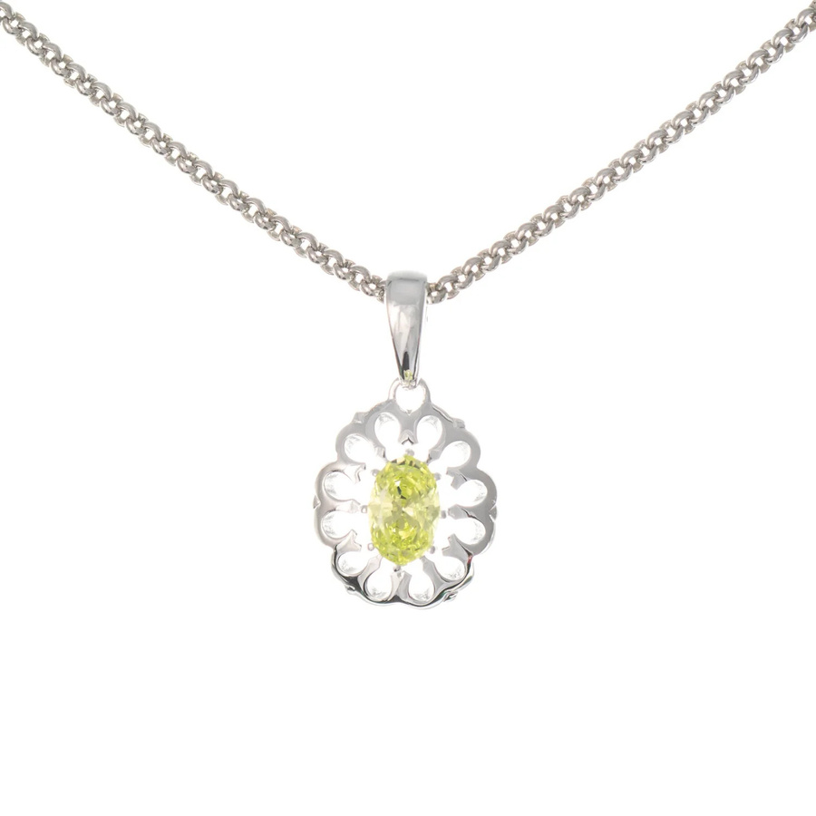 Anhänger mit Kette 925 Silber, Zirkonia hellgrün, Damen - Bild 1