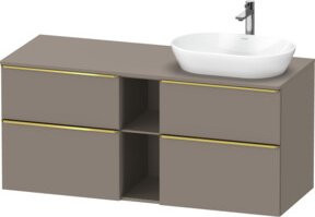 Duravit Waschtischunterschrank D-Neo in Grau Matt mit Türen und offenen Regalen, Wandmontage, Breite: 140 cm, Tiefe: 55 cm, Höhe: 66,4 cm - Bild 1
