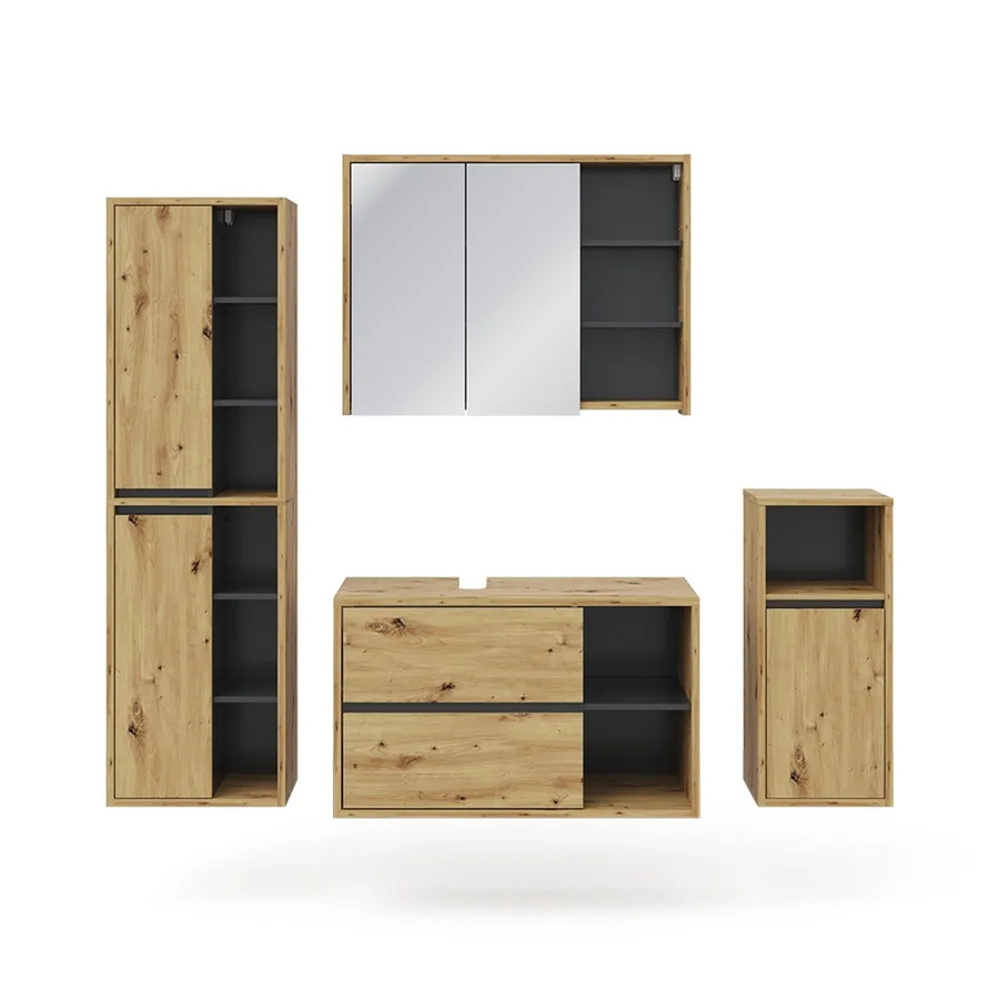 Vicco Badmöbelset Viola in Eiche und Anthrazit, 4-teiliges modernes Badezimmer-Set - Bild 3