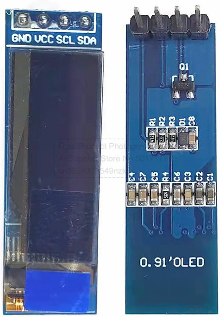UICPAL OLED-Anzeigemodul mit 0,91 Zoll Display, IIC 12832 Laufwerk IC SSD1306, 4PIN, Blau - Bild 1