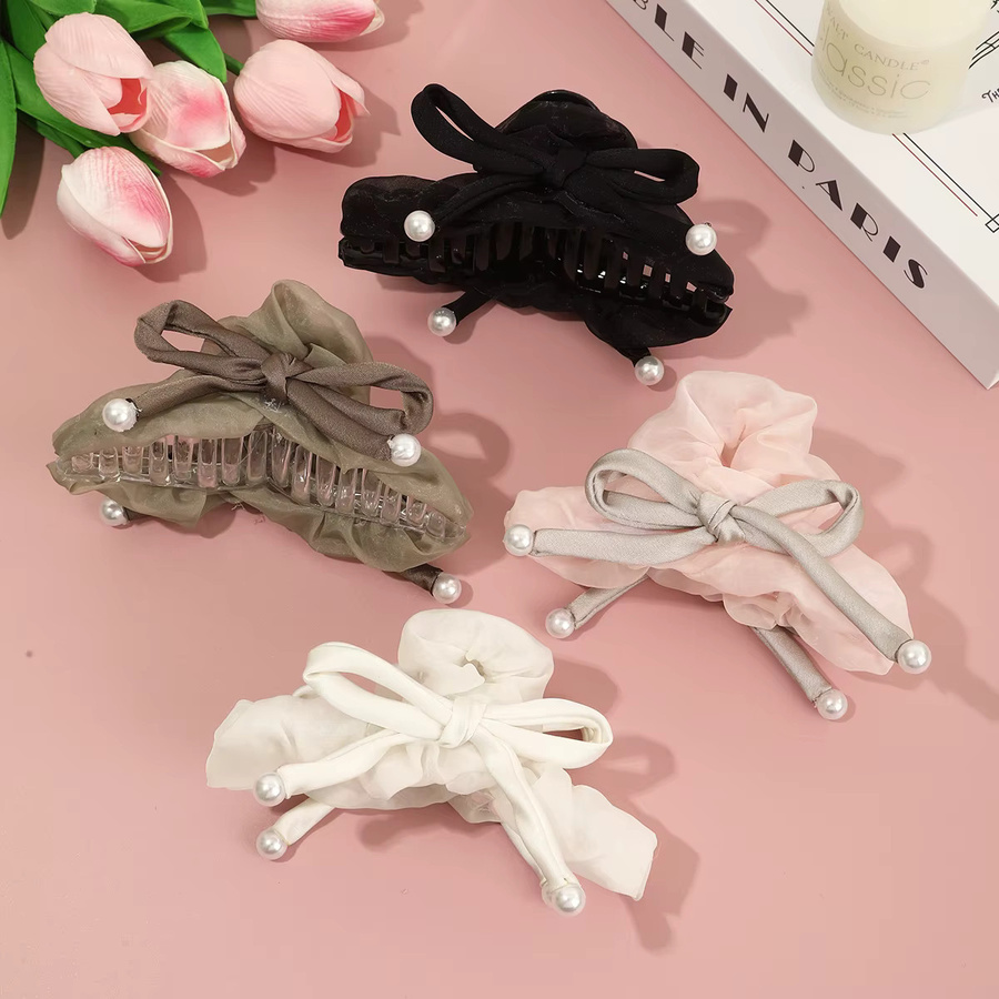 AWAYTR Sweet Black Stain Bowknot Hair Claw, Haarklammer mit Schleife - Bild 2
