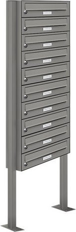 AL Briefkasten-System für 10 Parteien, freistehend, grau, B/H/T: 46,5 x 170 x 27,5 cm - Bild 1