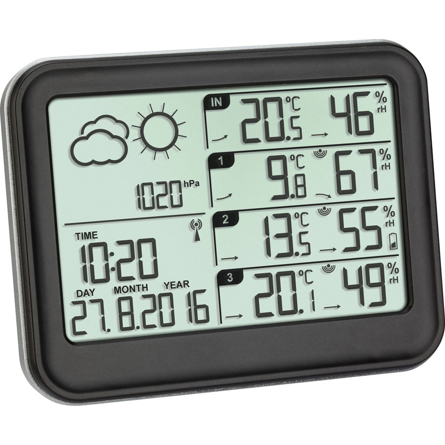 TFA Dostmann View Funk-Wetterstation in Schwarz mit bis zu 3 Sensoren - Bild 2