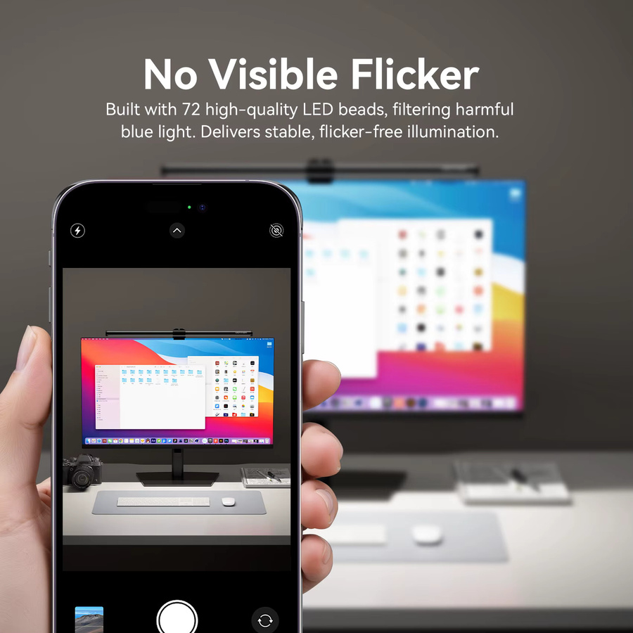 Vention LED-Monitor-Lichtleiste in Schwarz mit asymmetrischer Lichtquelle, USB-Anschluss und Touch-Bedienung zur Augenschonung für PC und Laptop - Bild 4