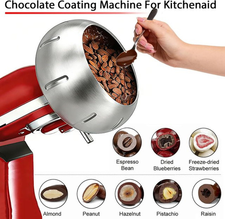 KitchenAid Schokoladenüberzugsaufsatz in Silber für 4,5QT und 5QT Standmixer zur Herstellung von Schokoladen-, Mandel- und Erdbeerüberzügen
