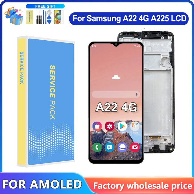 Samsung A22 4G AMOLED LCD Display mit Touchscreen Digitizer Montage in Schwarz - Bild 1