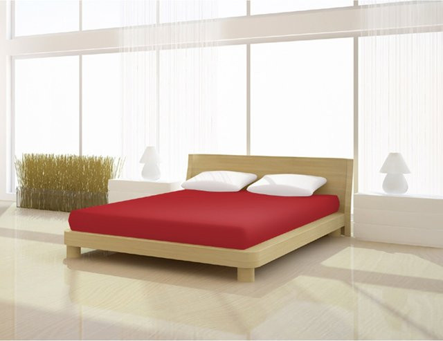 Mr. Sandman Topper Spannbetttuch de luxe in Rot mit Elastan, B/T: 200 x 200 cm - Bild 1