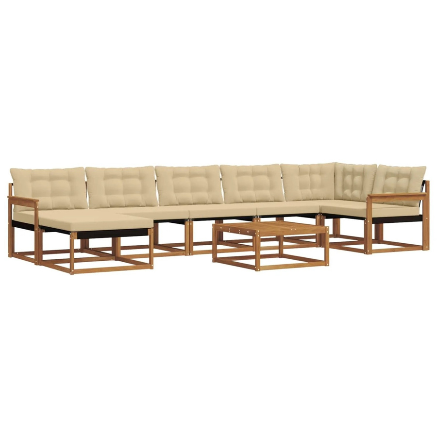 vidaXL Outdoor-Sofagarnitur 22-teilig aus Akazienholz in Natur und Beige mit Textilene-Elementen und Polstern - Bild 2