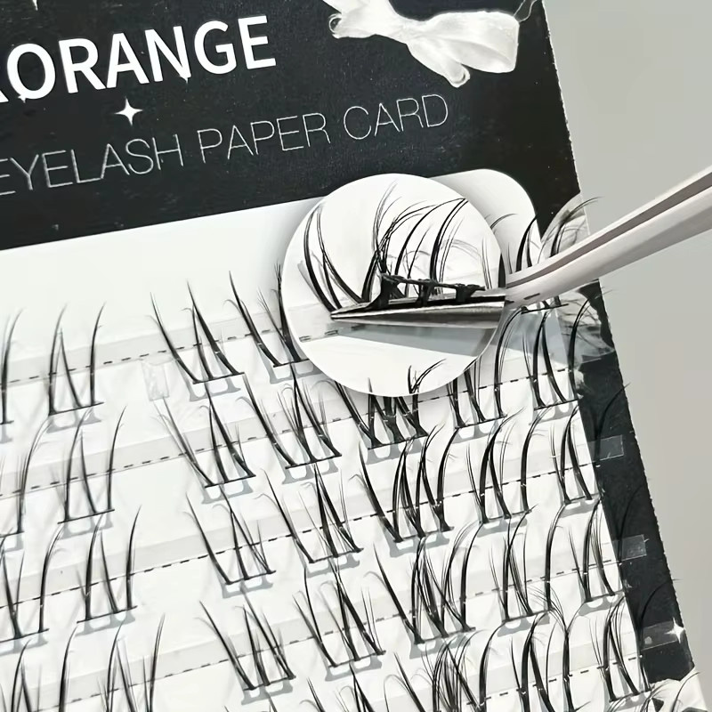 Herorange Segmentierte Thai-Style Oberwimpern, 100 Bündel, Schwarz, C-Curl - Bild 6