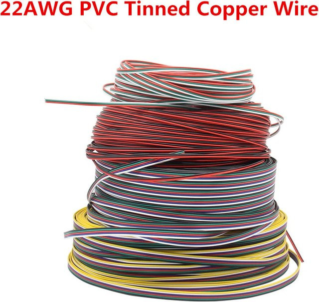 MJJC Verzinnte Kupfer-Elektrokabel 22AWG für WS2812 WS2811 RGB 2835 5050 LED-Streifen in Mehrfarbig - Bild 1