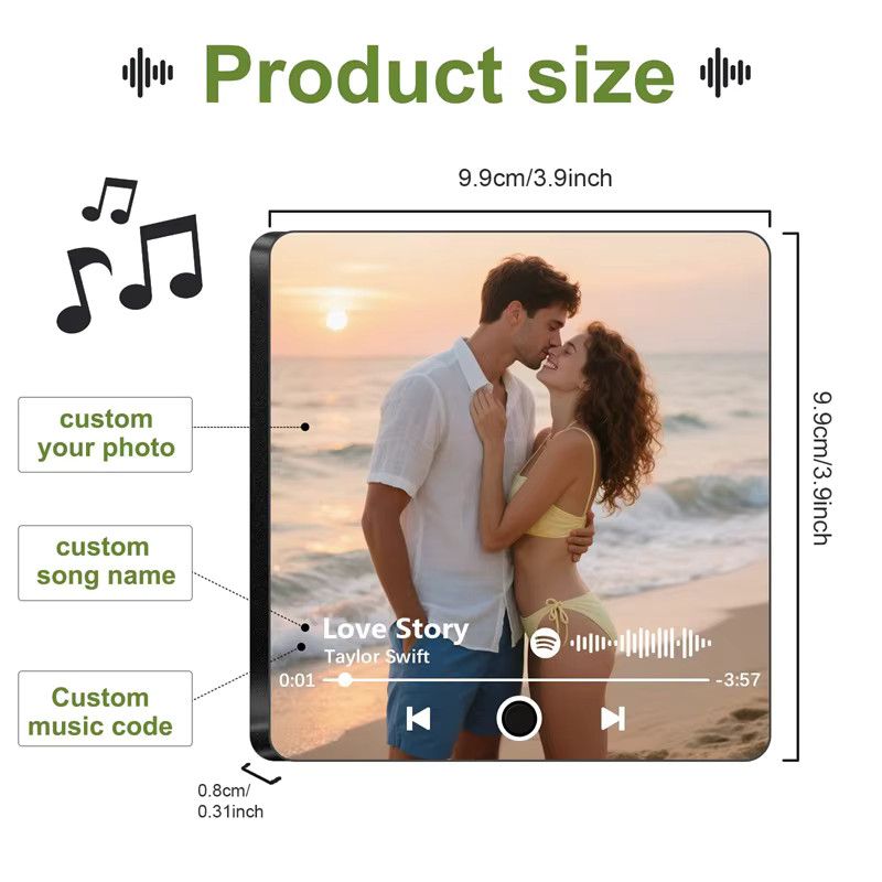 Personalisierter Foto-Musik-Kühlschrankmagnet von QKX als individuelles Song-Plakette für Paare - Bild 2