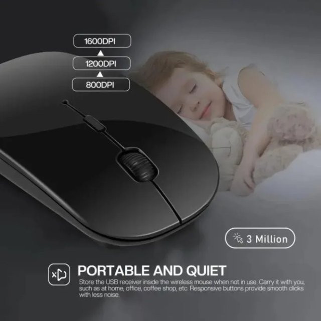 VIKEFON Kabellose Gaming-Maus mit Bluetooth, ergonomisches Design, leise und wiederaufladbar, Farbe: Schwarz - Bild 1