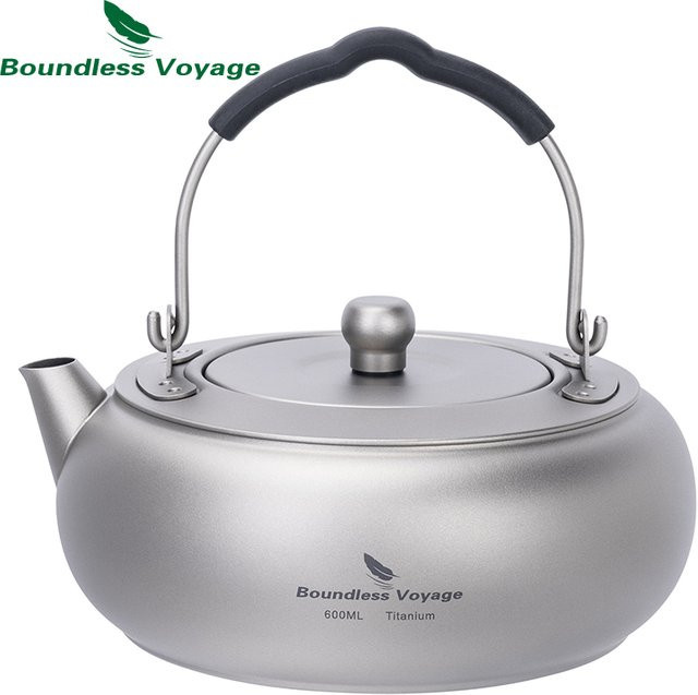 Boundless Voyage Camping-Wasserkocher Ti3105D aus Titan in Silber, 0,6 l - Bild 1