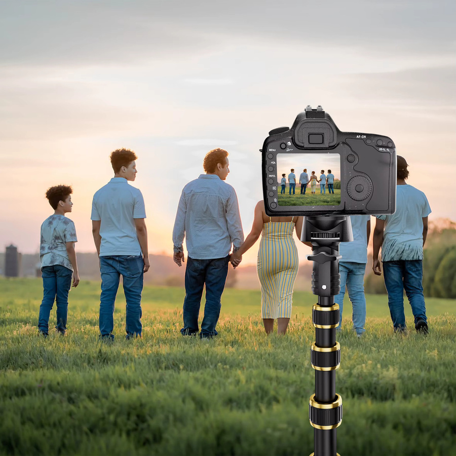 NeePho Multi-Winkel Gimbal NP-688 Ultraleichtes Aluminium-Stativ Selfie-Stick für Kamera und Smartphone in Schwarz, Höhe: 210 cm - Bild 6