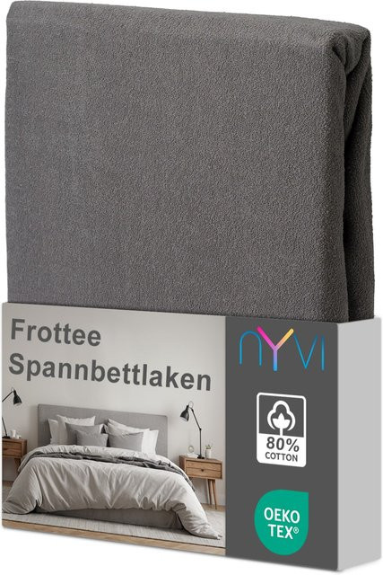 NYVI DreamScience Frottee Spannbettlaken Grau, B/T/H: 160 x 200 cm - Bild 1
