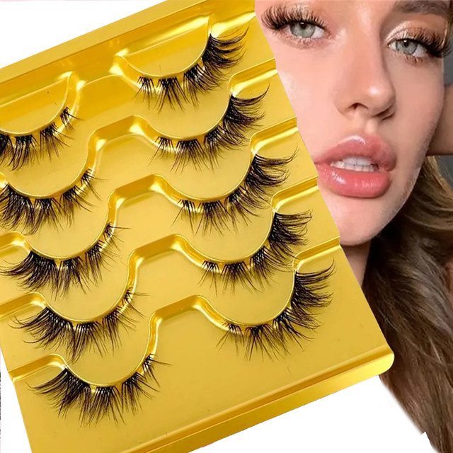 Falsche Wimpern, 5 Paar, Black, Natürlich, Unisex - Bild 1