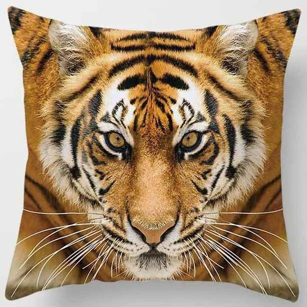Kissenbezug mit Tierwelt Tiger und Löwe Druckmuster für Wohnzimmer und Schlafzimmer, B/B: 45 x 45 cm - Bild 1