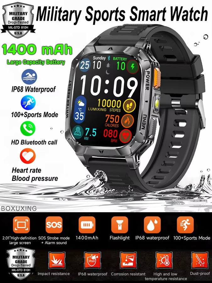 BOXUXING Smartwatch, Schwarz, Herren - Bild 6