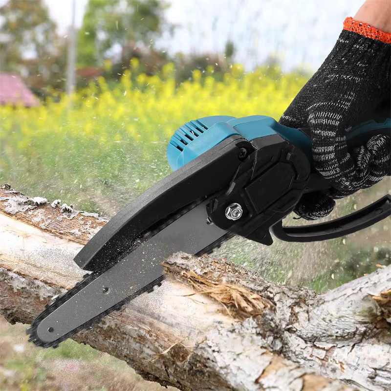 Bromose Mini-Kettensäge 6 Zoll in Blau mit 2 x 21V Akku und automatischer Ölschmierung - Bild 6
