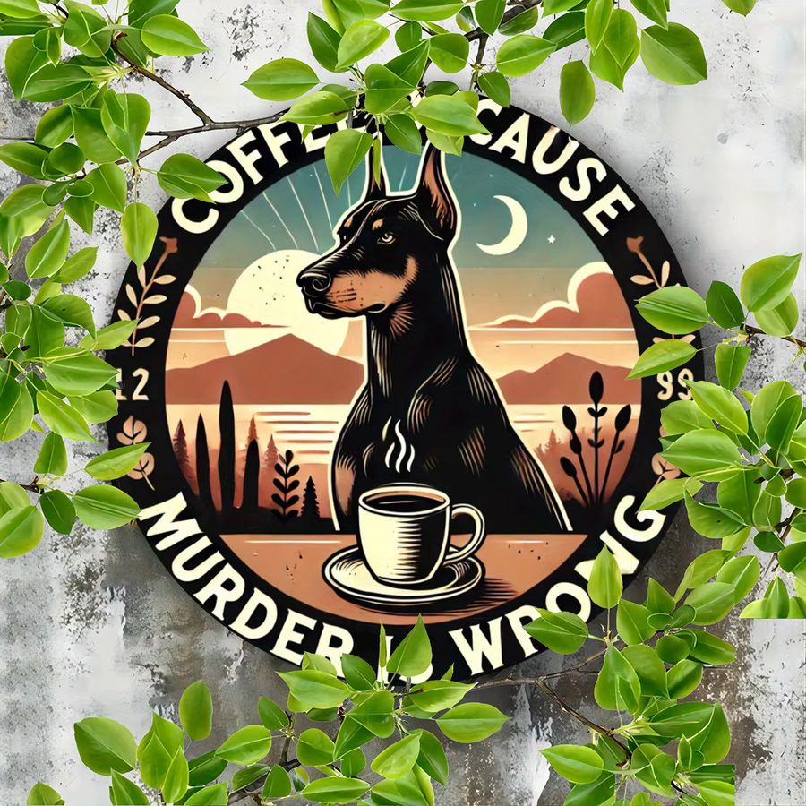 Rundes Blechschild Potdemiel mit Dobermann Motiv aus Metall, Durchmesser: 20,32 cm - Bild 4